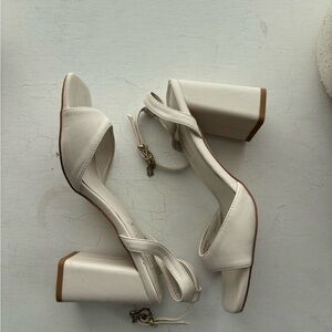 Top Shop Cream Block Heel Sandals